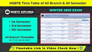 MSBTE Winter 2023 Timetable  MSBTE Diploma All Branch  MSBTE New Update 2023  MSBTE Timetable