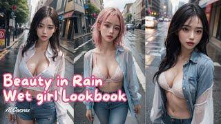 4K AI LookbookBeauty in Rain.비의 아름다움 섹시한 여자. Sexy Girl AI art lookbook model