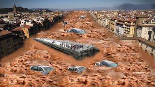 Flood of Tuscany Florence Prato Italy  Flood Italy 2023