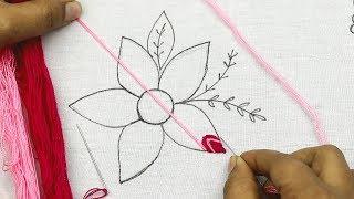 latest 2020 hand embroidery beautiful flower pattern with double color fly stitch