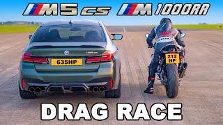 BMW M5 CS v BMW M Superbike DRAG RACE