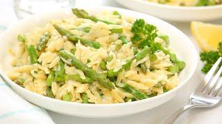 Creamy Orzo with Asparagus  One Pot + Family Friendly Dinner Recipe