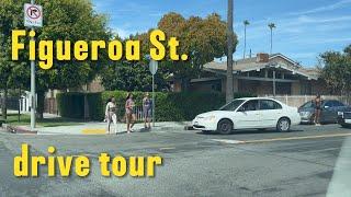 Short drive  tour on Figueroa St  Los Angeles CA