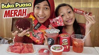 Buka Puasa Makan Warna Merah Di Mall  Food Challenge Aqilla  Aqillas Diary