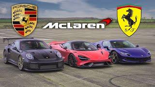 Wer ist schneller? Porsche 911 GT2 RS vs. Ferrari 296 GTB vs. McLaren 765LT