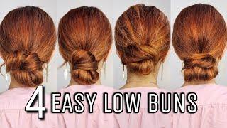 4 LIFE CHANGING LOW MESSY BUN HAIRSTYLES ‼️ 60 Second Bun Tutorial