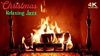  Relaxing Christmas Jazz Fireplace  4K Christmas Fireplace Ambience