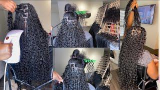 BEST TUTORIAL FOR HUMAN HAIR MEDIUM WAIST LENGTH GODDESS BRAIDS  #bohoboxbraids #bohemianbraids