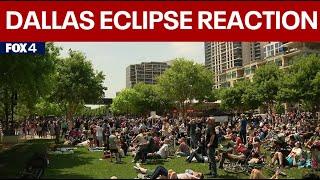 Solar Eclipse 2024 Crowd in Downtown Dallas reacts to totality