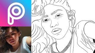 Tracing and drawing photos with the Picsart Drawing tool.   Zendaya  #saveyourinternet