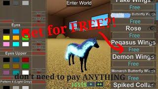 How to get any accessories and wings for 100% FREE in Roblox Horse world dont need robux