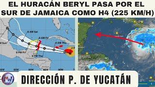 El HURACÁN BERYL pasa a 40 km. al Sur de JAMAICA como H4 225 kmh