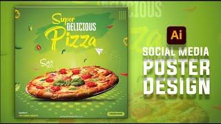 Illustrator CC Tutorial  Graphic Design  Pizza Social Media Poster Design