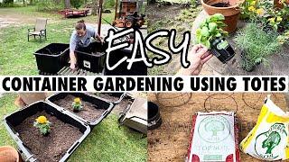 EASY DIY CONTAINER GARDEN USING TOTES * HOW TO SET UP A CONTAINER GARDEN * PROJECTS GALORE