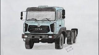 Как нарисовать машину УРАЛ карандашом поэтапноEhedov ElnurHow to Draw a Truck