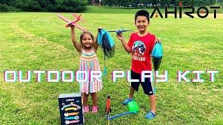 AHIROT OUTDOOR PLAY KIT - Stomp Rocket Planes and Parachute