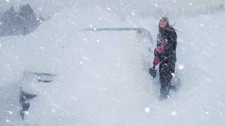 EXTREME BLIZZARD survival in a CAR no heat