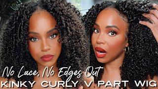 NO LACE? NO EDGES OUT REALISTIC KINKY CURLY V PART WIG  BEAUTYFOREVER  ALWAYSAMEERA