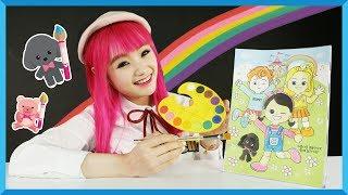 Belajar mewarnai dengan cat air  coloring book  Mengenal warna anak   Mainan anak