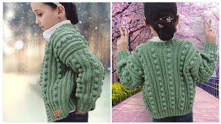 كروشيه سويت شيرت جاكيت سهل جدا للميتدئين قطعة واحدة بدون حردات بناتي وسيدات crochet a cute cardigan