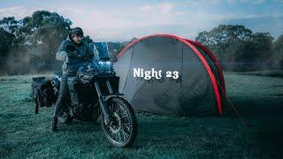 Winter Motorcycle Camping in Misty Mountains  Nature ASMR
