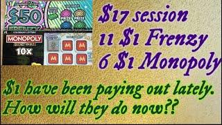 Lets try the $1 Tickets. 11- $50 Frenzy and 6-Monopoly Secret Vault 10X $17 session