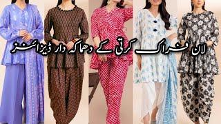 Latest Lawn Frock Kurti Designs 2024 - New Short Frock Designs - Frock Designs For Girls #Frock