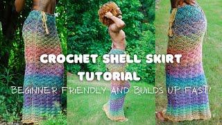 crochet shell skirt tutorial  how to crochet a skirt  crochet maxi skirt perfect for summer 