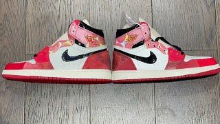 REAL vs FAKE  SPIDER-MAN Air Jordan 1 “NEXT CHAPTER” Across the Spider Verse  Black Light Review