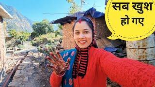 इनकी भोजपुरी सुनकर मजा आ गया   Preeti Rana  Pahadi lifestyle vlog  Triyuginarayan