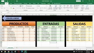  EXCEL  como Hacer un  SISTEMA de INVENTARIO  de entradas salidas y control  de stock  