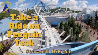 Full Penguin Trek Roller Coaster POVs and Queue at SeaWorld Orlando