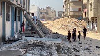 Widespread damage after Israeli strike on house near school run by UN agency in Khan Younis Gaza