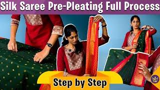 வெறும் 5 நிமிடத்தில் பட்டு புடவை கட்டலாம் - Silk Saree Pre-Pleating Full Process in Tamil  Tutorial