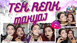 TEK RENK MAKYAJ  SINGLE COLOR MAKEUP  siyah - mor  #makeup #tekrenk