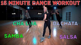 15 Minute Advanced Dance Workout - Samba Cha Cha Salsa Bachata  Follow Along at Home