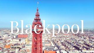 Blackpool walking tour. The light switch on 4K scenery  Relaxing piano  #fromadifferentangle #4k