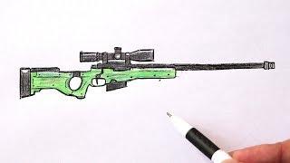 How to draw  AWP sniper weapon step by step easy  Ehedov Elnur