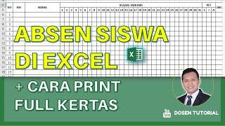 Tutorial Membuat Tabel Daftar Hadir  Siswa 1 Bulan di Excel  Cara Print Tabel Excel Tidak Terpotong