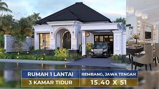 DESAIN RUMAH 1 LANTAI DENGAN 3 KAMAR TIDUR & SWIMMING POOL DI JAWA TENGAH - JASA ARSITEK RUMAH