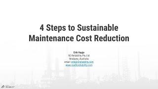 4 Steps to Sustainable Maintenance Cost Reduction