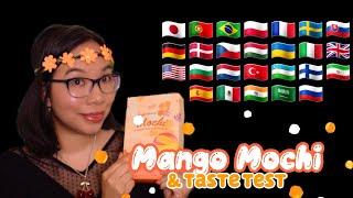ASMR RICE CAKES IN DIFFERENT LANGUAGES Fast Tapping Mouth Sounds  Trying Mango Mochi