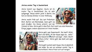 Amiras erster Tag in Deutschland نصوص لتعلم اللغة الالمانية مع النطق