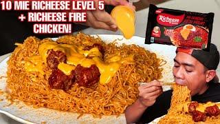 AKHIRNYA MUKBANG 10 MIE RICHEESE LEVEL 5 SUPER PEDAS PAKE AYAM RICHEESE