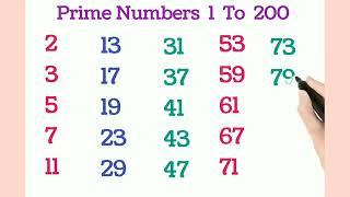Prime numbers 1 to 200  1 to 200 prime numbers  prime numerals  prime numbers 