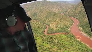 Flying helicopter up the Blue Nile Valley Ethiopia taken from the TV-doc. The Nile Quest