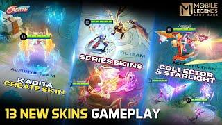 13 NEW SKINS GAMEPLAY  KADITA CREATE  AAMON & HANABI  LAYLA COLLECTOR  GUSION SL  FLORYN SUMMER