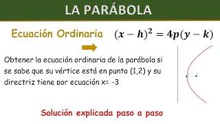 Como obtener la Ecuacion Ordinaria de la Parabola  DATOS Vertice y directriz  Ejemplo 2