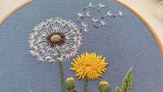 Thêu hoa bồ công anh Dandelion Embroidery