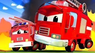 Frank das Feuerwehrauto und Klein Frank löschen ein Feuer in der Schule - Cartoons für Kinder  